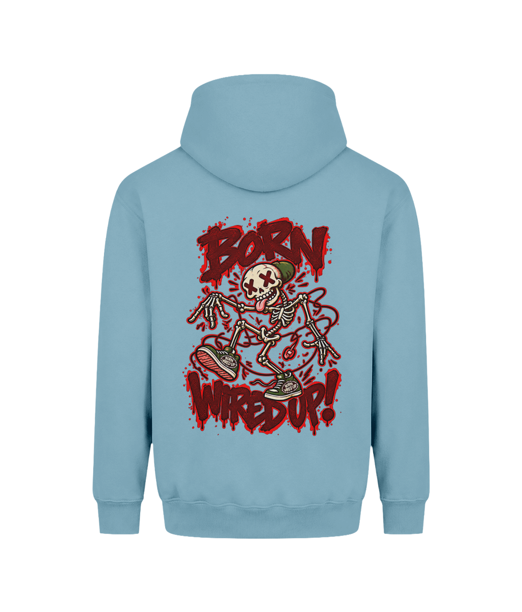 Skeleton heavyweight hoodie | Ice Blue | back view