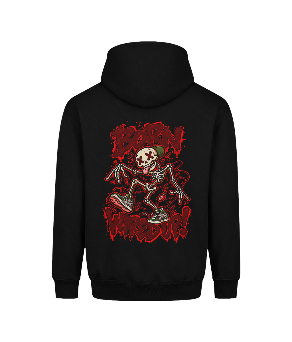 Skeleton heavyweight hoodie | Deep Black | back view