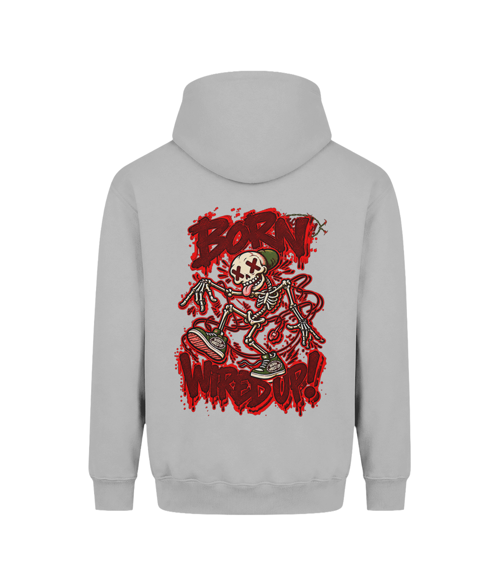 Skeleton heavyweight hoodie | Heather Grey | back view