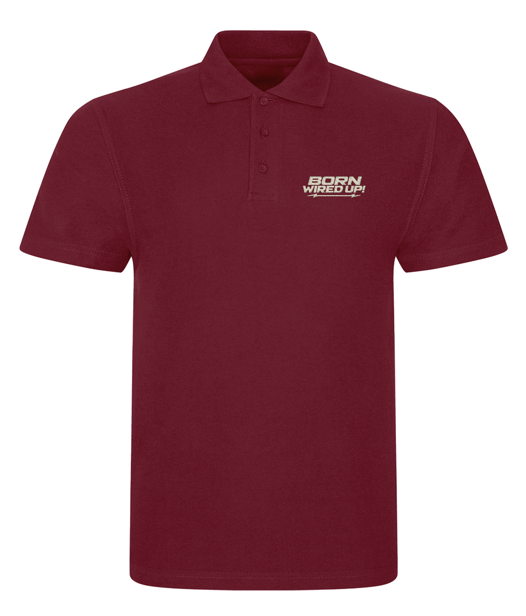 BWU Classic Piqué Polo | BORN WIRED UP! — chest design, front view
