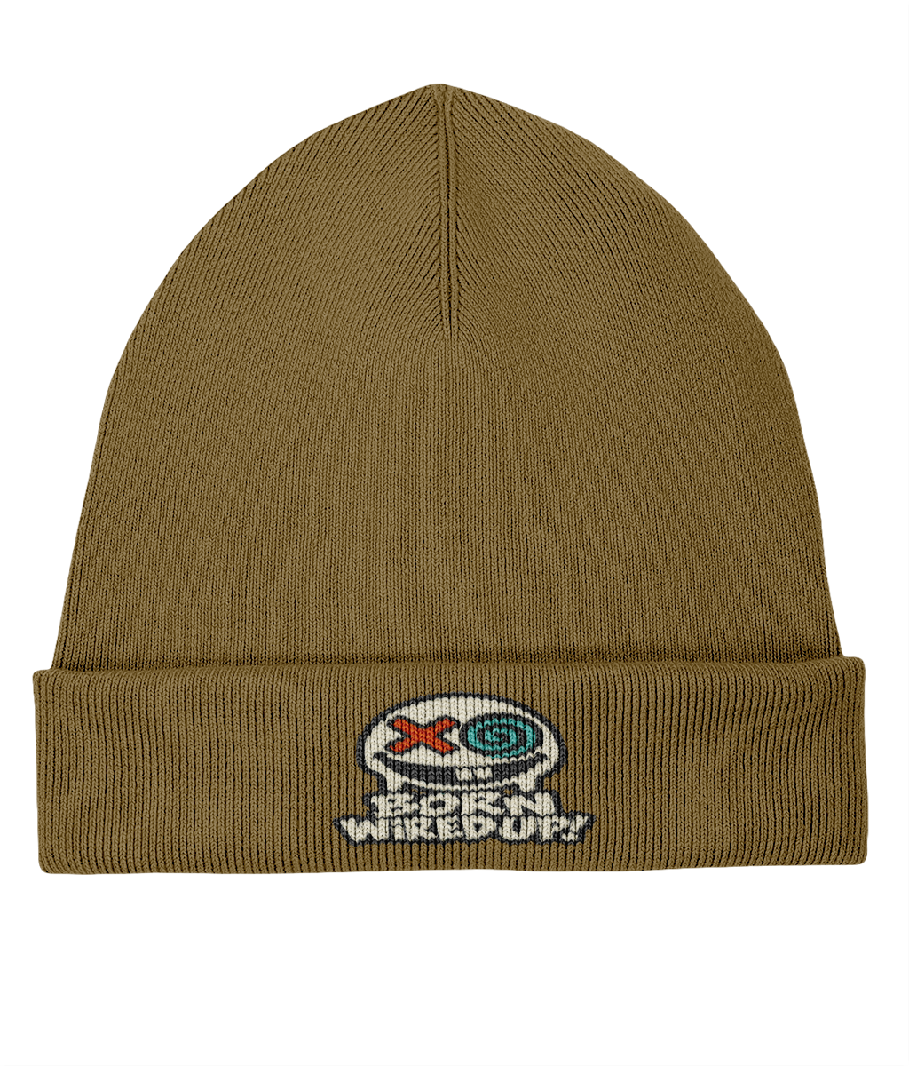 Haze Embroidered Rib Beanie — front view