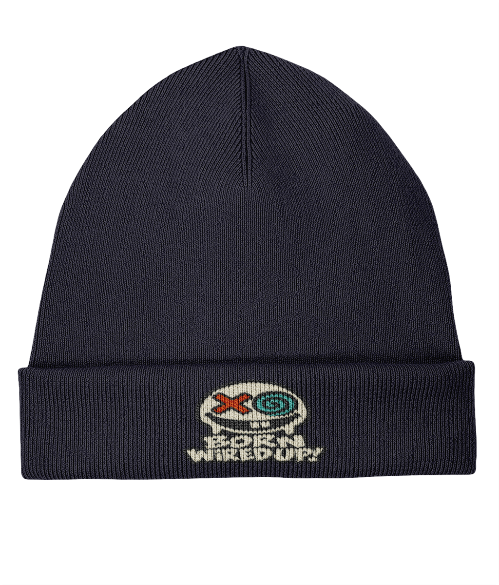 Haze Embroidered Rib Beanie — front view