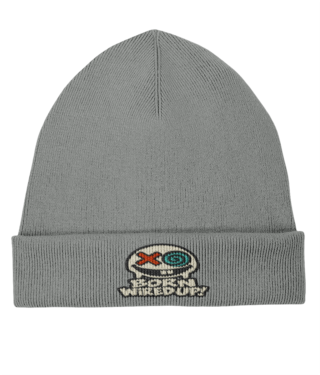 Haze Embroidered Rib Beanie — front view