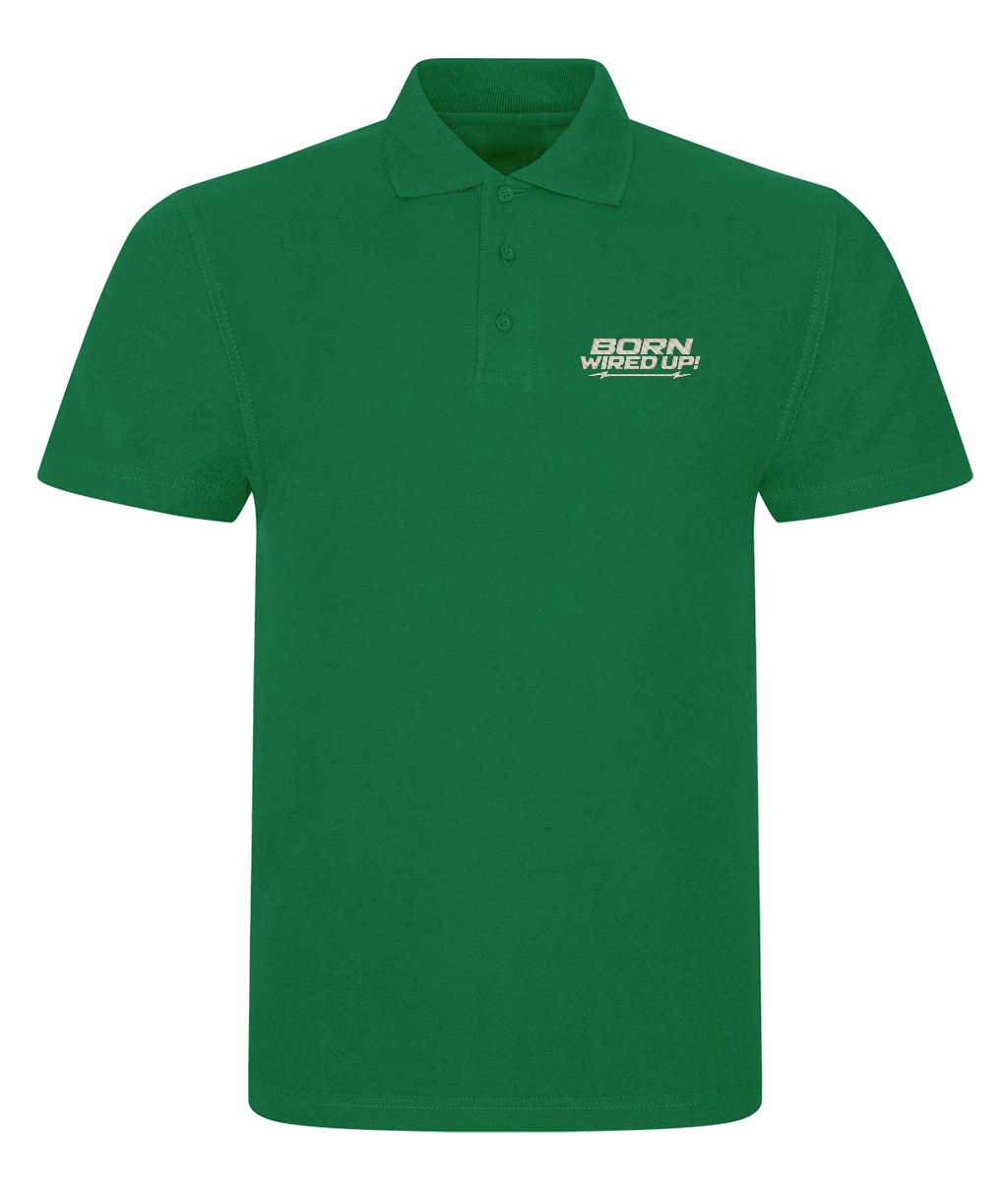 BWU Classic Piqué Polo | BORN WIRED UP! — chest design, front view
