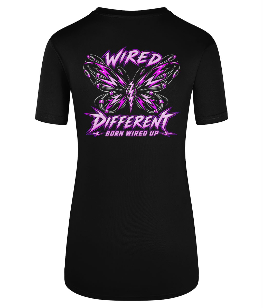 Wired Different Butterfly Women's Performance T-Shirt — back view