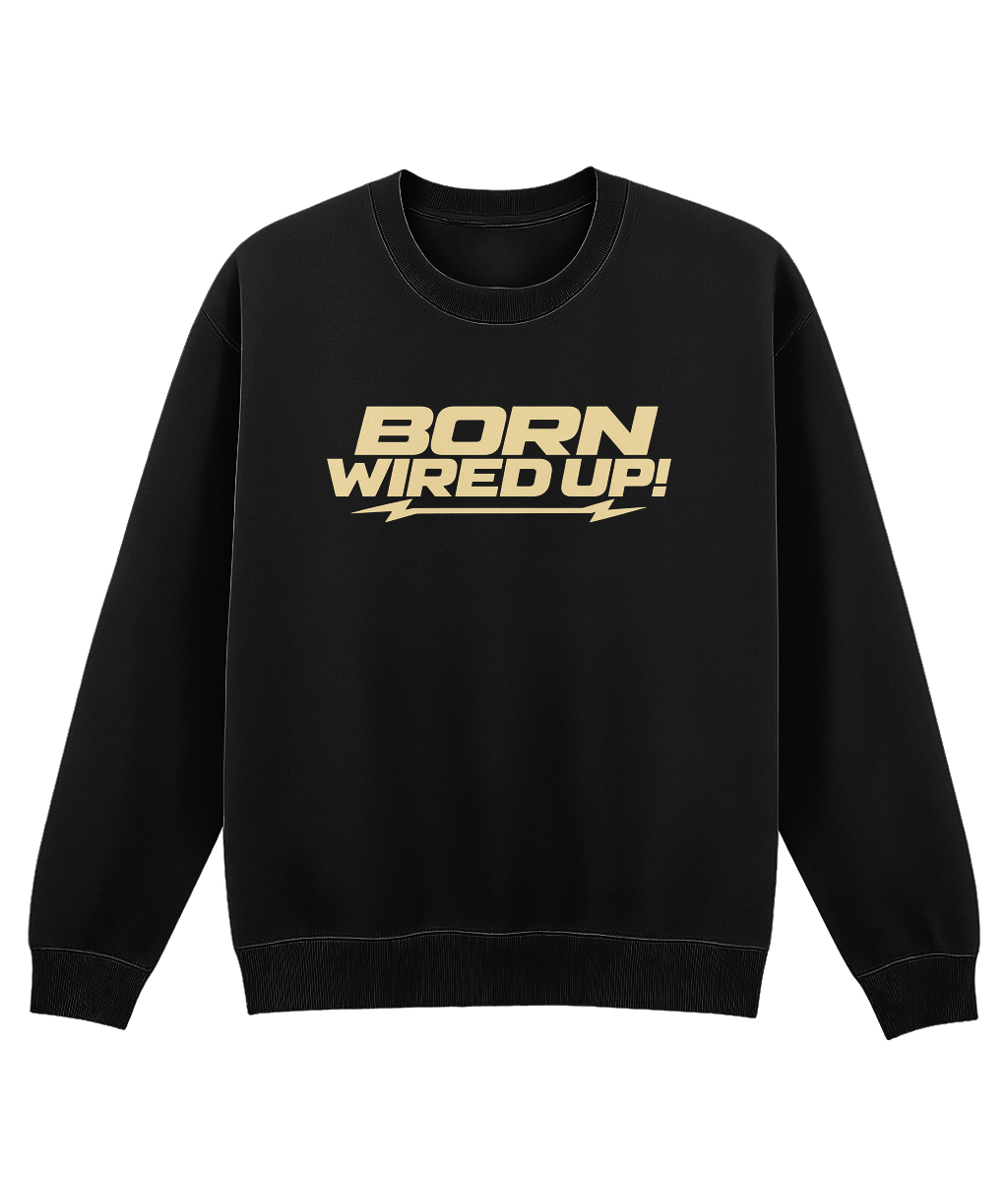 Cream Lightning Sweatshirt | BORN WIRED UP! — front view