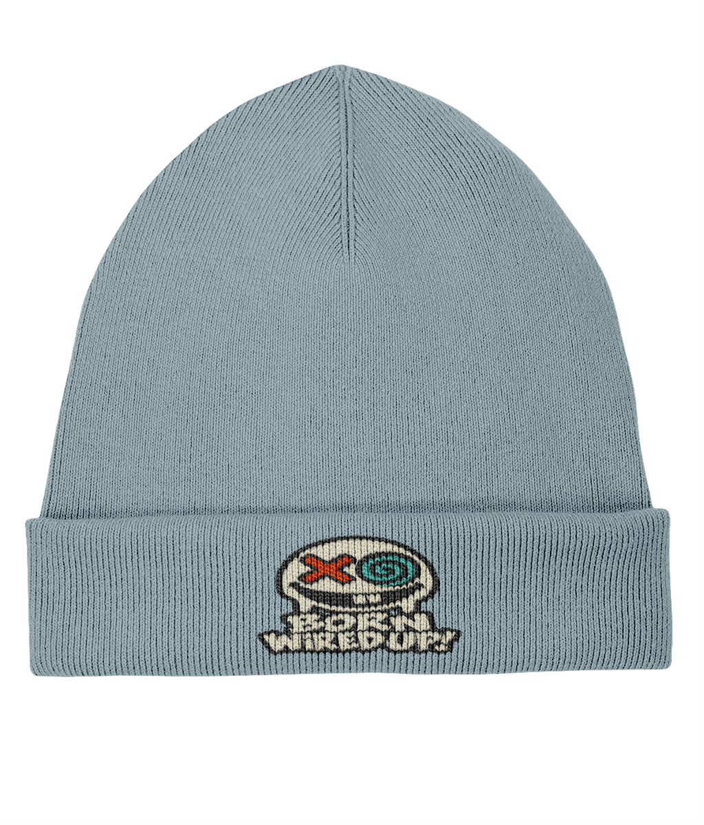 Haze Embroidered Rib Beanie — front view