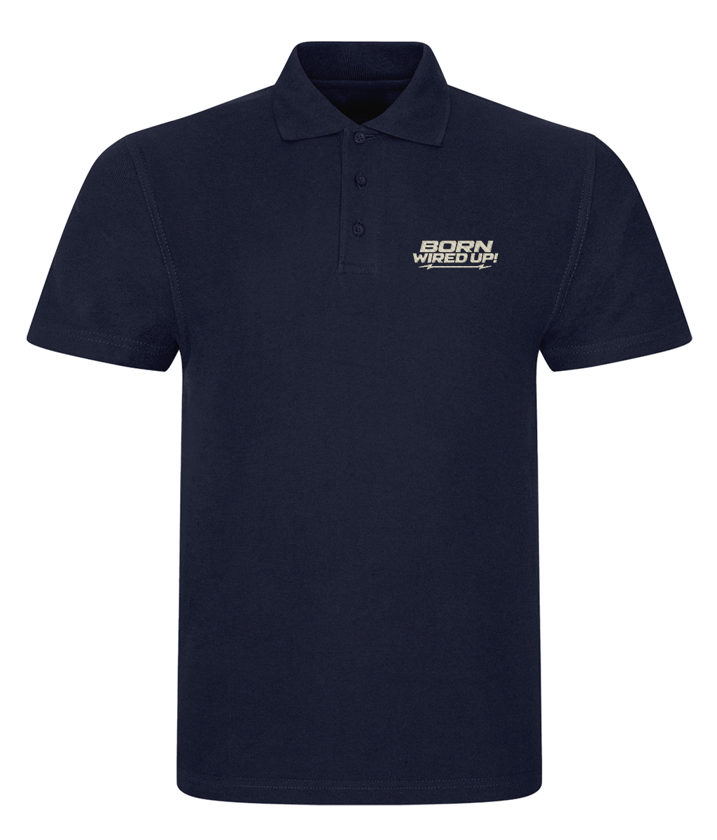 BWU Classic Piqué Polo | BORN WIRED UP! — chest design, front view