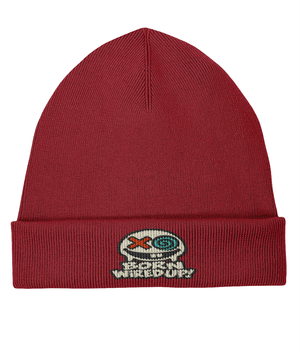 Haze Embroidered Rib Beanie — front view