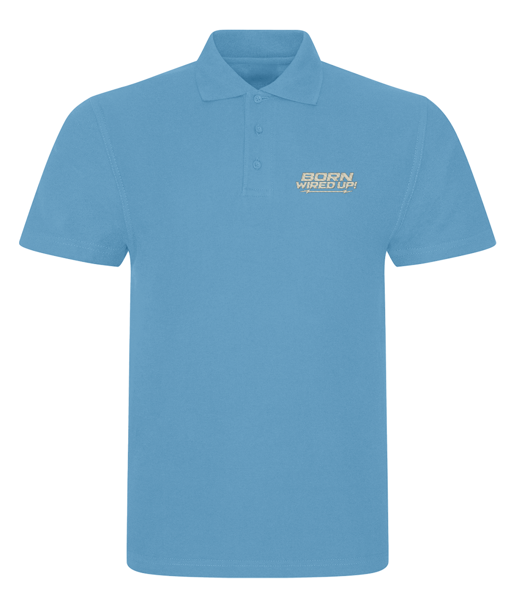 BWU Classic Piqué Polo | BORN WIRED UP! — chest design, front view