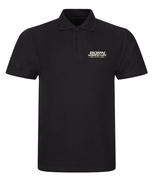BWU Classic Piqué Polo | BORN WIRED UP! — chest design, front view