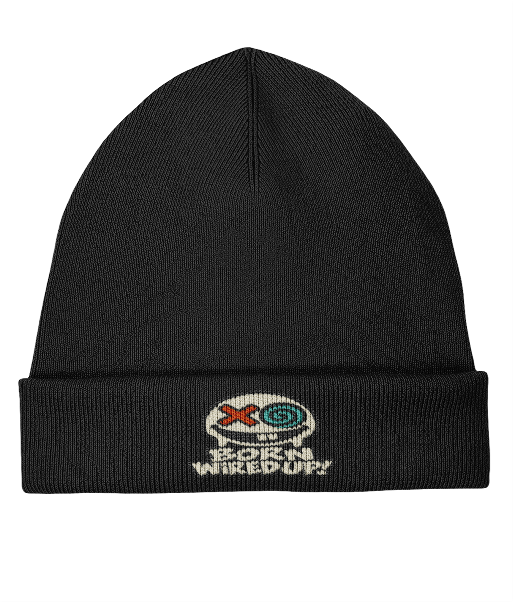 Haze Embroidered Rib Beanie — front view