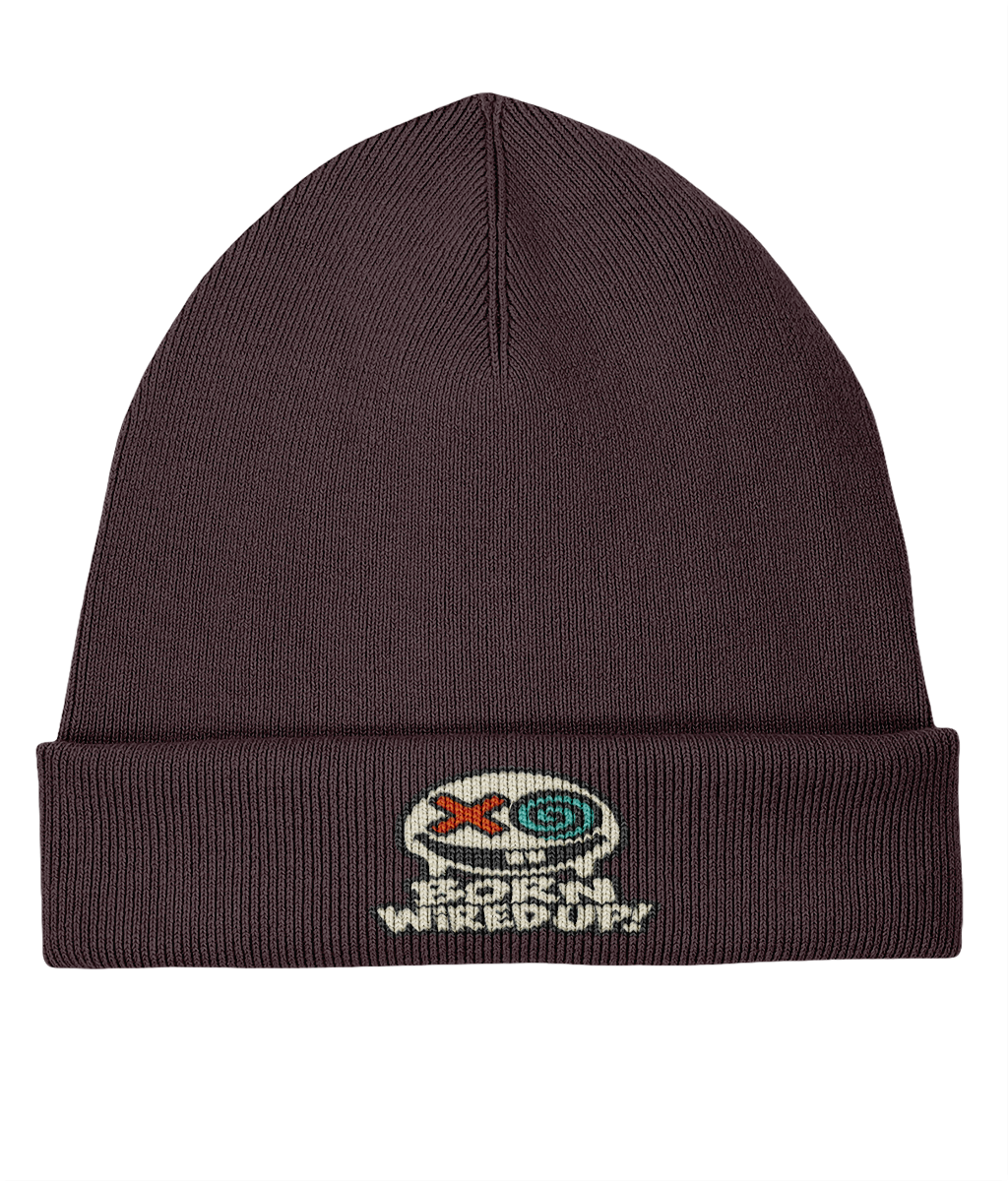 Haze Embroidered Rib Beanie — front view