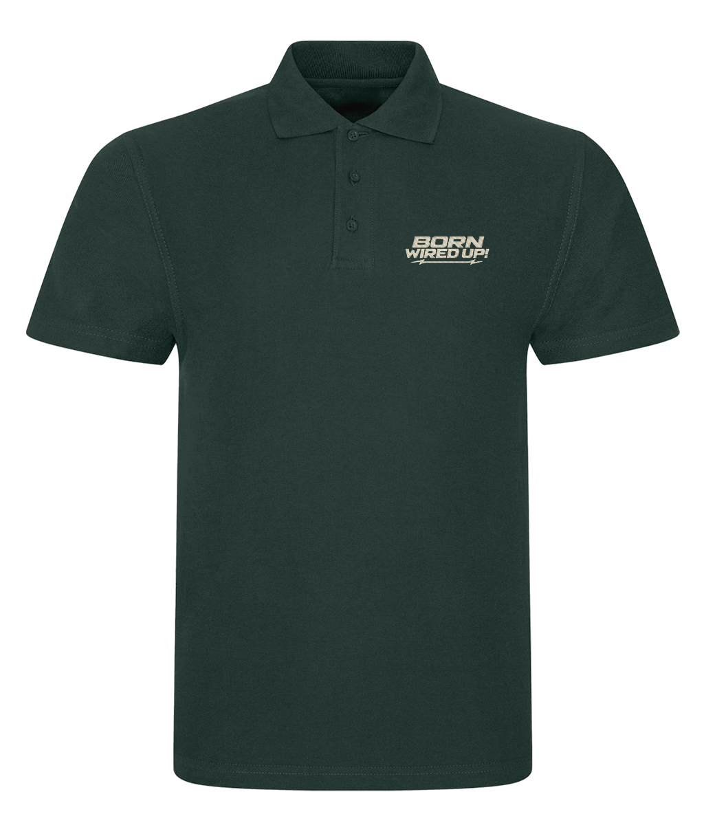 BWU Classic Piqué Polo | BORN WIRED UP! — chest design, front view