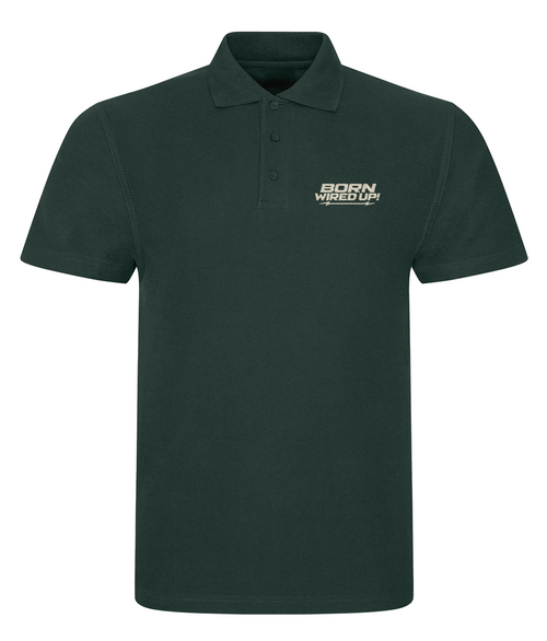 BWU Classic Piqué Polo | BORN WIRED UP! — chest design, front view