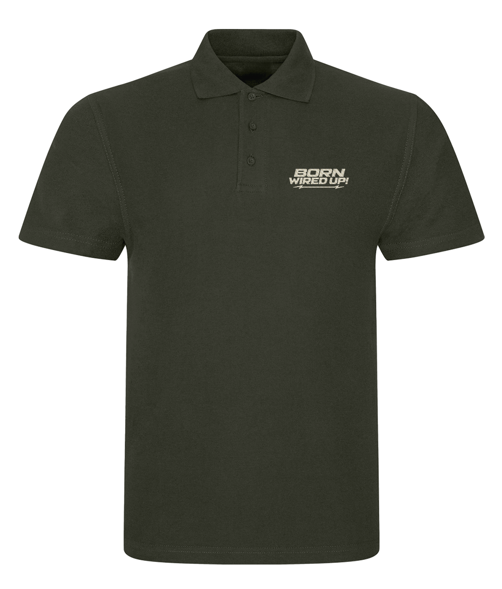 BWU Classic Piqué Polo | BORN WIRED UP! — chest design, front view