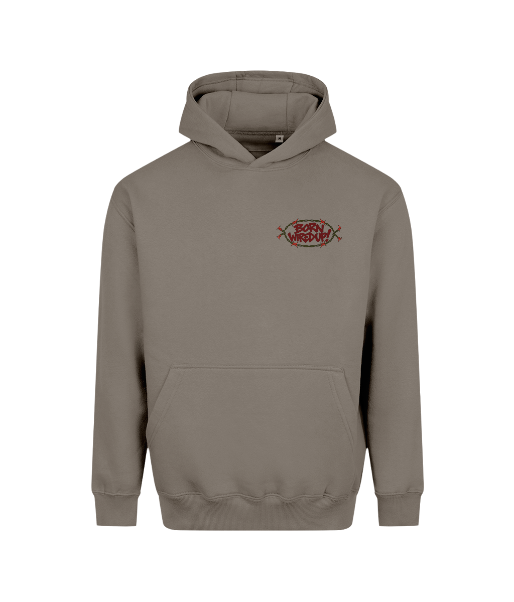 Skeleton heavyweight hoodie | Natural Clay | front view